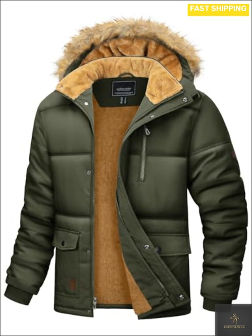 Men's Winter Jacket Fleece Lined Warm Parka Coat with Hood